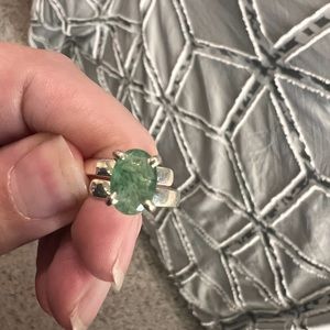 Sterling silver emerald prong set ring